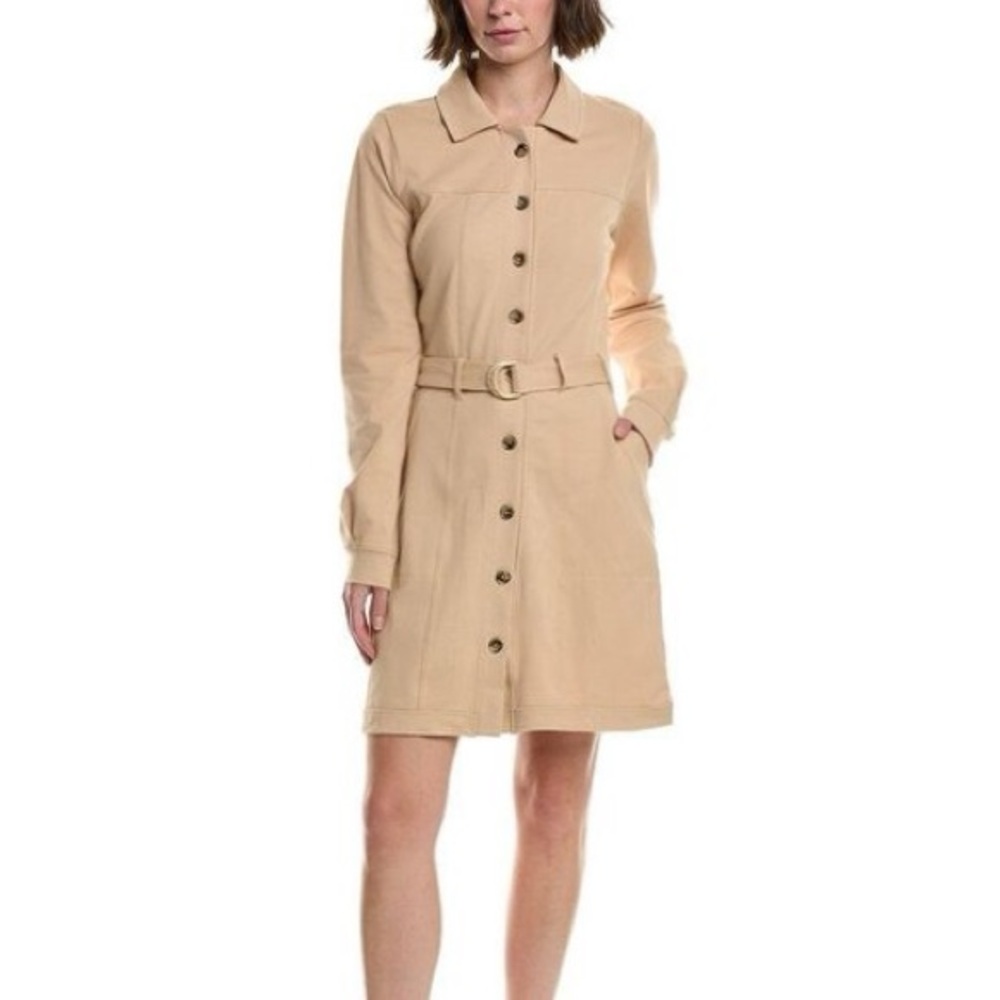 NWT Grey State Indya Camel Shirt button front belted Dress Sz XS